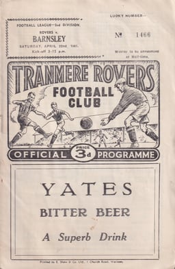 Tranmere Rovers v Barnsley Match Programme 1961-04-22